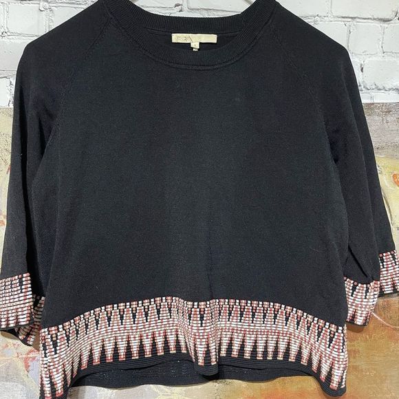 Maje Black Zig Zag Trim Sweater S/M - Picture 2 of 16